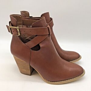 Reba KC Brown Leather Shooties Boots Women's 7.5M Ankle Booties Western Shoes